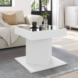 Berkfield Home Coffee Table with LED White 50x50x45 cm Engineered Wood - Size: 50 x 50 x 45 cm - thumbnail 4