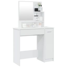 Berkfield Home Dressing Table with Mirror High Gloss White 86.5x35x136 cm - thumbnail 4