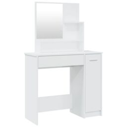 Berkfield Home Dressing Table with Mirror High Gloss White 86.5x35x136 cm - thumbnail 2