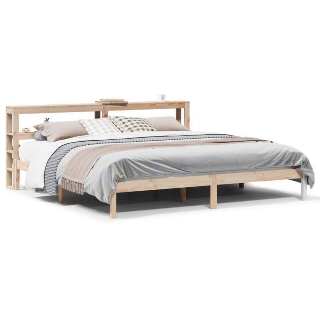 Berkfield Home Bed Frame without Mattress 200x200 cm Solid Wood Pine in Natural - image 1