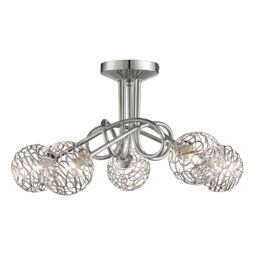 Lighting Collection Iluka 5 Light Twist Ceiling Fitting in Silver - thumbnail 2