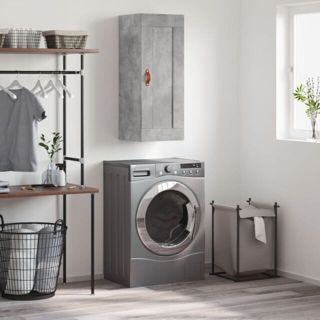 Berkfield Home Wall Mounted Cabinet Concrete Grey 34.5x34x90 cm Engineered Wood - image 1