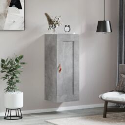 Berkfield Home Wall Mounted Cabinet Concrete Grey 34.5x34x90 cm Engineered Wood - thumbnail 3