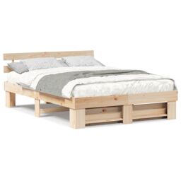 "Berkfield Home with Headboard Brown 53.1"" x 74.8 Pine wood" - thumbnail 4