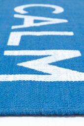 Homescapes Keep Calm & Carry On Handwoven 100% Cotton Rug in, 60 x 100 cm in Blue - Size: 60 cm x 100 cm - thumbnail 4