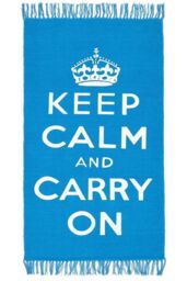 Homescapes Keep Calm & Carry On Handwoven 100% Cotton Rug in, 60 x 100 cm in Blue - Size: 60 cm x 100 cm - thumbnail 2