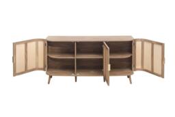 Birlea 3 Door Rattan Sideboard Curved Cupboard Sark Storage Cabinet in Beige - thumbnail 9