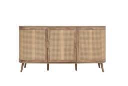 Birlea 3 Door Rattan Sideboard Curved Cupboard Sark Storage Cabinet in Beige - thumbnail 7