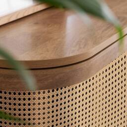 Birlea 3 Door Rattan Sideboard Curved Cupboard Sark Storage Cabinet in Beige - thumbnail 5