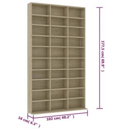 Berkfield Home CD Cabinet Sonoma Oak 102x16x177.5 cm Engineered Wood in Brown - thumbnail 6