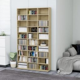 Berkfield Home CD Cabinet Sonoma Oak 102x16x177.5 cm Engineered Wood in Brown