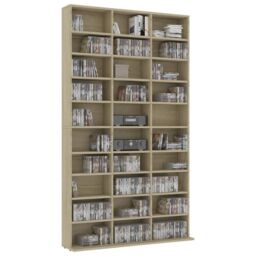 Berkfield Home CD Cabinet Sonoma Oak 102x16x177.5 cm Engineered Wood in Brown - thumbnail 3
