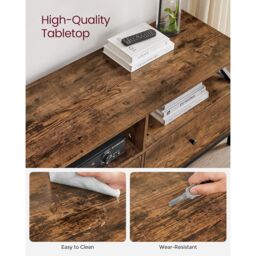 VASAGLE Extra Large TV Stand Cabinet 3 Drawers 3 Open Shelves Steel in Brown - thumbnail 5