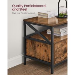 VASAGLE Extra Large TV Stand Cabinet 3 Drawers 3 Open Shelves Steel in Brown - thumbnail 4