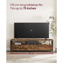 VASAGLE Extra Large TV Stand Cabinet 3 Drawers 3 Open Shelves Steel in Brown - thumbnail 3
