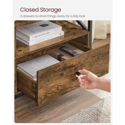 VASAGLE Extra Large TV Stand Cabinet 3 Drawers 3 Open Shelves Steel in Brown - thumbnail 6