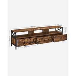 VASAGLE Extra Large TV Stand Cabinet 3 Drawers 3 Open Shelves Steel in Brown - thumbnail 2