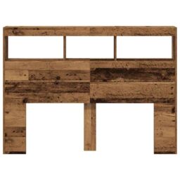 Berkfield Home Headboard Cabinet with LED Old Wood 140x17x102 cm in Brown - Size: 140 x 17 x 102 cm - thumbnail 7