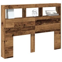 Berkfield Home Headboard Cabinet with LED Old Wood 140x17x102 cm in Brown - Size: 140 x 17 x 102 cm - thumbnail 5