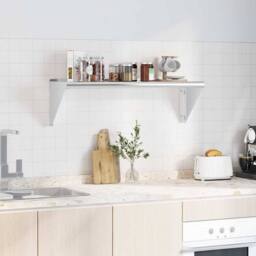 Berkfield Home Wall Shelf 100x30x31 cm Silver Stainless Steel - Size: 100 x 30 x 31 cm