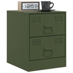 Berkfield Home Bedside Cabinets 2 pcs Green 34.5x39x44 cm Steel - thumbnail 3