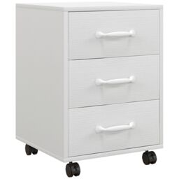 HOMCOM File Cabinet with 3 Drawers, Under Desk Mobile Filing Cabinet White - thumbnail 2
