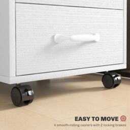 HOMCOM File Cabinet with 3 Drawers, Under Desk Mobile Filing Cabinet White - thumbnail 6