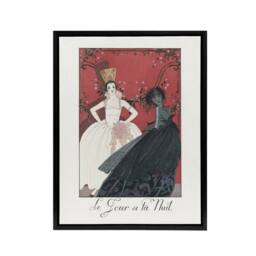 "Artery8 Day & Night Parisian Fashion Advert Barbier Framed Canvas Wall Art in White - Size: W12"" x H16""" - thumbnail 1