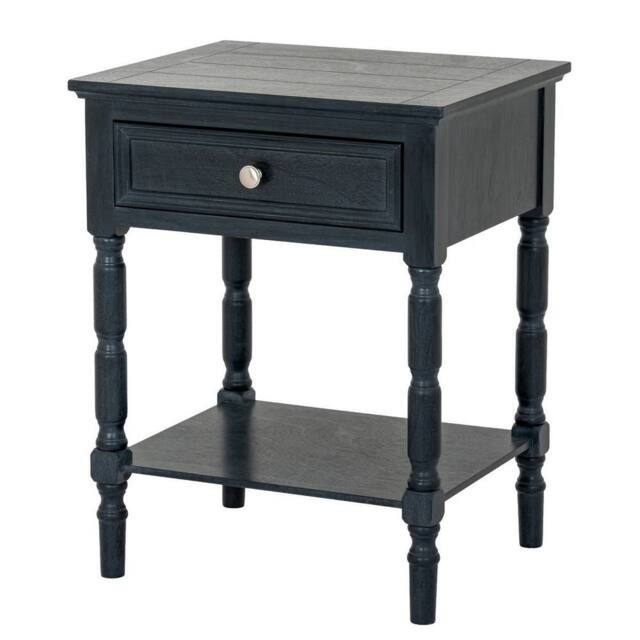Lemon Pavilion Furniture and Decor Contour Collection 1 Drawer Side Table - Wood - L40xW48xH61 cm - Black