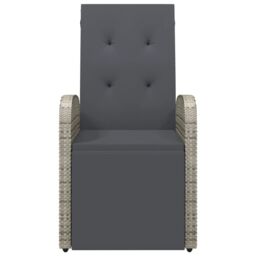 Berkfield Home Reclining Garden Chairs with Cushions 2 pcs Grey Poly Rattan - thumbnail 4