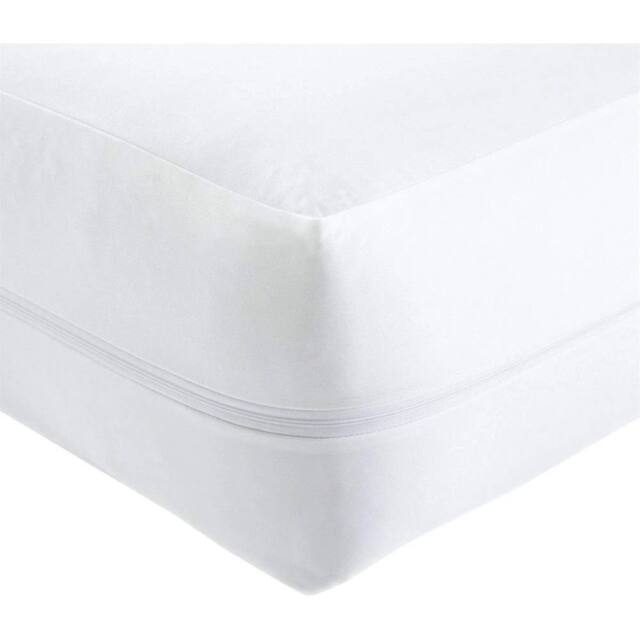 FLAVORA Small Double-Waterproof Mattress Encasement Zipper Cover in White - Size: Cot - image 1