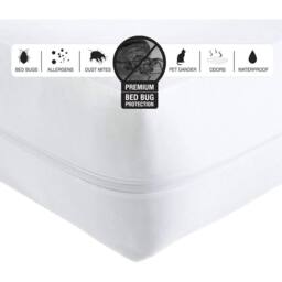 FLAVORA Small Double-Waterproof Mattress Encasement Zipper Cover in White - Size: Cot - thumbnail 5