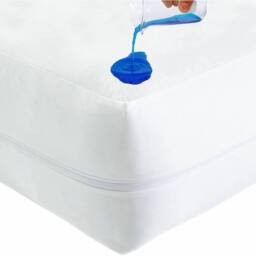FLAVORA Small Double-Waterproof Mattress Encasement Zipper Cover in White - Size: Cot - thumbnail 3