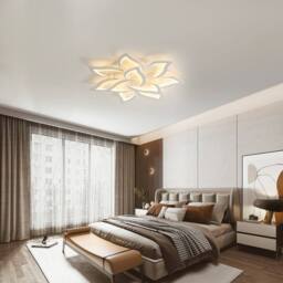Goeco Ceiling Light LED 60 W with 10 Heads in Flower Style, Modern, 3000 K in White - thumbnail 7