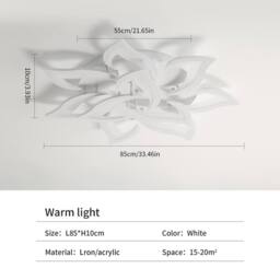 Goeco Ceiling Light LED 60 W with 10 Heads in Flower Style, Modern, 3000 K in White - thumbnail 2