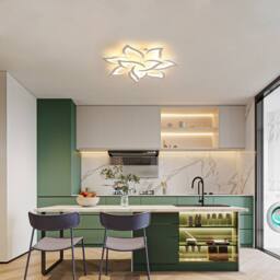 Goeco Ceiling Light LED 60 W with 10 Heads in Flower Style, Modern, 3000 K in White - thumbnail 9
