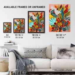 "Artery8 Colourful Floral Botanical Bouquet Painting Wall Art Print - Size: W24"" x H32""" - thumbnail 3