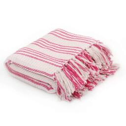 Berkfield Home Throw Cotton Stripes 125x150 cm Pink & White - thumbnail 2