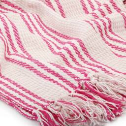 Berkfield Home Throw Cotton Stripes 125x150 cm Pink & White - thumbnail 5