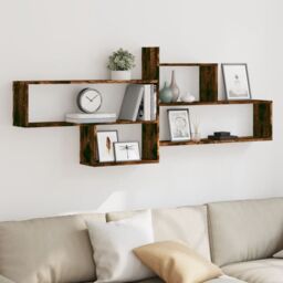 Berkfield Home Wall Shelf Smoked Oak 167.5x18x68 cm Engineered Wood in Brown - thumbnail 1