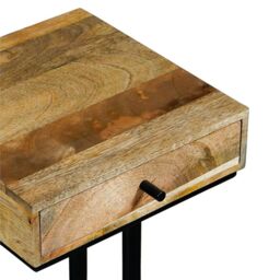 Jaipur Furniture Ltd Ravi Iron Base 1 Drawer Small Side Table - Mango Wood - L30 x W30 x H50 cm - Mango Light Finish in Brown - thumbnail 4