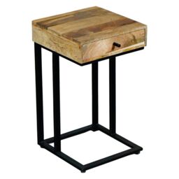 Jaipur Furniture Ltd Ravi Iron Base 1 Drawer Small Side Table - Mango Wood - L30 x W30 x H50 cm - Mango Light Finish in Brown - thumbnail 2