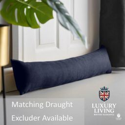 Luxury Living Velvet Chenille Thermal Fleece Lined Single Eyelet Door Curtain in Navy - Size: 137 cm width x 213 cm drop - thumbnail 6