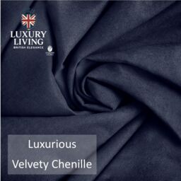Luxury Living Velvet Chenille Thermal Fleece Lined Single Eyelet Door Curtain in Navy - Size: 137 cm width x 213 cm drop - thumbnail 5