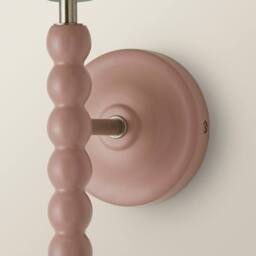 ValueLights Bobbins Pair Pink Bobble Wall Lights & Linen Pastel Trim Lamp Shades in Pale Green - thumbnail 6