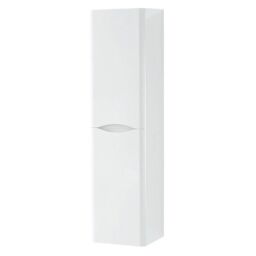 Clifton GlossWall Hung 2 Door Tall Storage Unit 35cm Wide x 33cm Deep in White - Size: 35 cm Wide x 33 cm Deep - thumbnail 1
