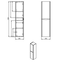 Clifton GlossWall Hung 2 Door Tall Storage Unit 35cm Wide x 33cm Deep in White - Size: 35 cm Wide x 33 cm Deep - thumbnail 3