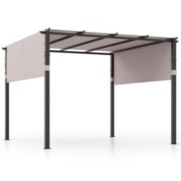 Costway Flat Top Pergola 305 x 305cm Outdoor Pergola w/Retractable Canopy in Grey - Size: 305 x 305 cm - thumbnail 2