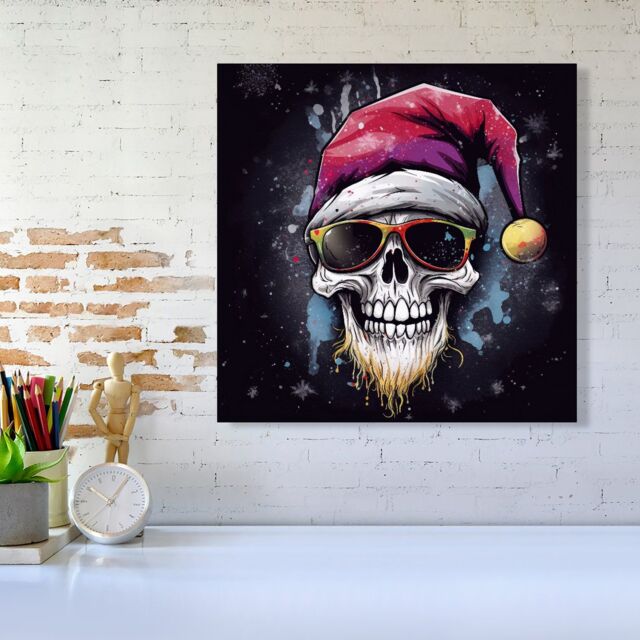 Warren Reed - Designer Happy Santa Skull Splashart Canvas - Size: w10 inch x h10 inch - image 1