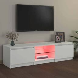 Berkfield Home TV Cabinet with LED Lights White 140x40x35.5 cm - thumbnail 5